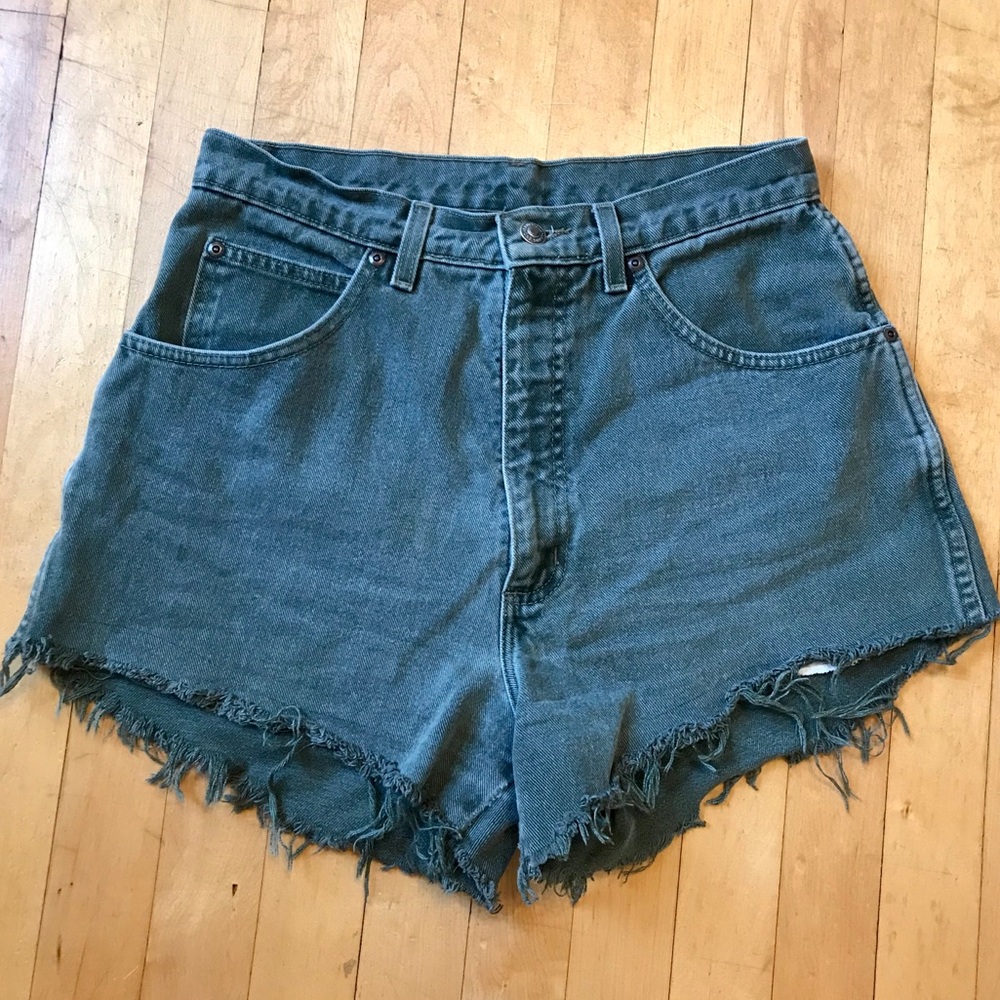 Olive Cut-off Jean Shorts